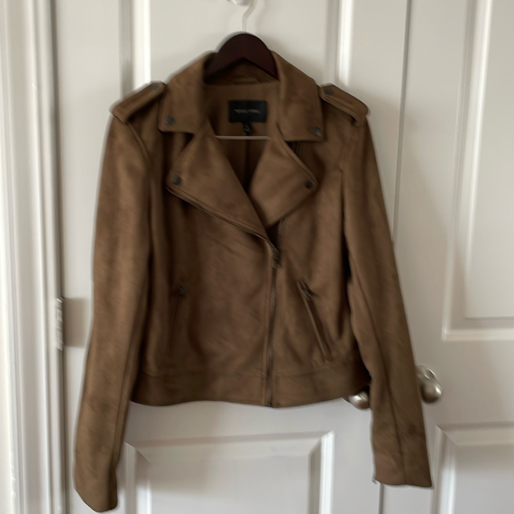 Banana Republic brown suede moto jacket size women’s tall medium